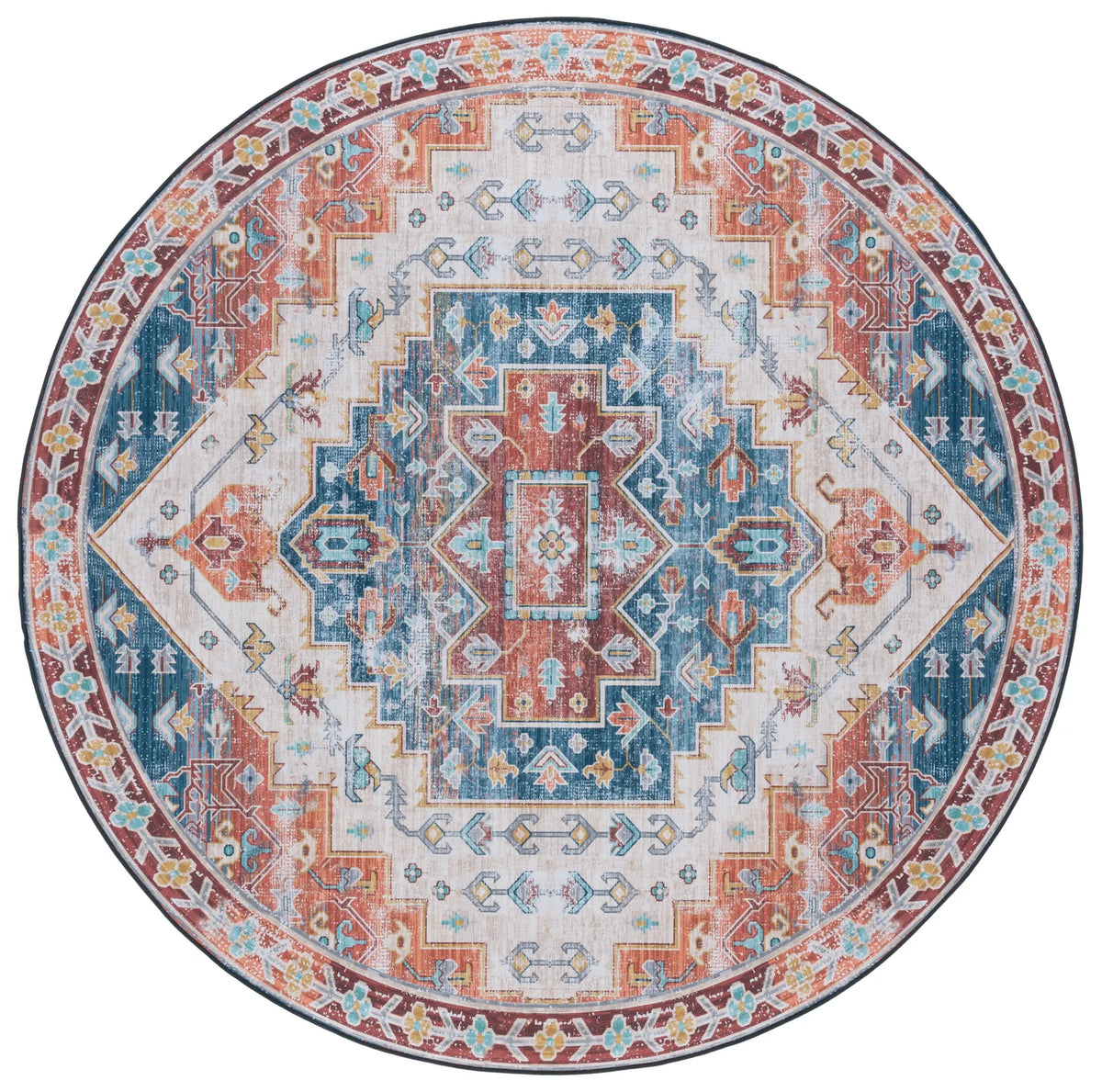 Safavieh Tucson 6'-0" x 6'-0" Rug in Blue / Rust