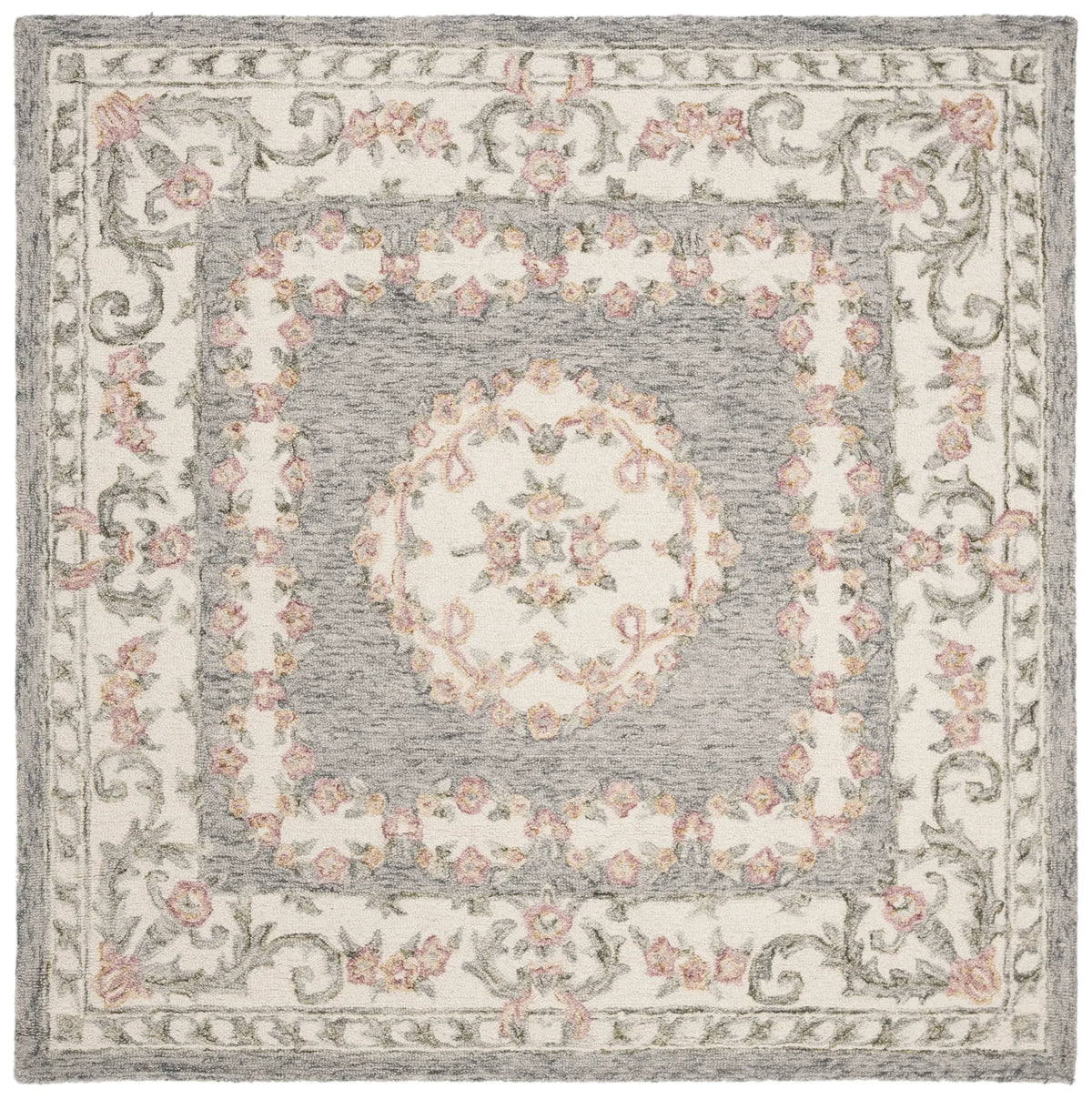 Safavieh Micro-Loop 5'-0" x 5'-0" Rug in Grey / Ivory