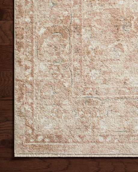 Loloi Sonnet Snn-04 Terracotta/Natural Rug - corner on wood