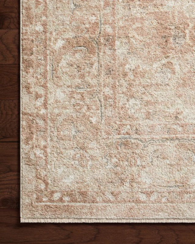 Loloi Sonnet Snn-04 Terracotta/Natural Rug - corner on wood