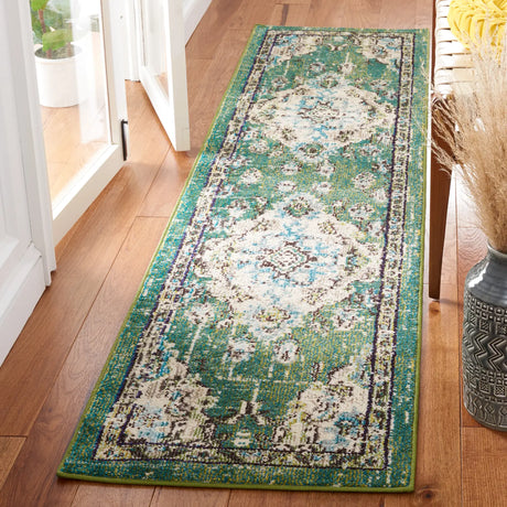 Safavieh Madison 2'-2" x 10'-0" Rug in Green / Light Blue
