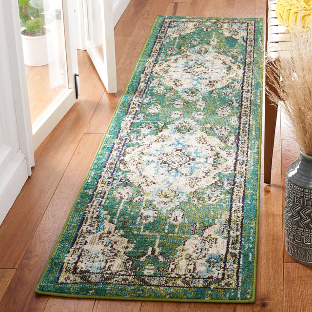 Safavieh Madison 2'-2" x 10'-0" Rug in Green / Light Blue