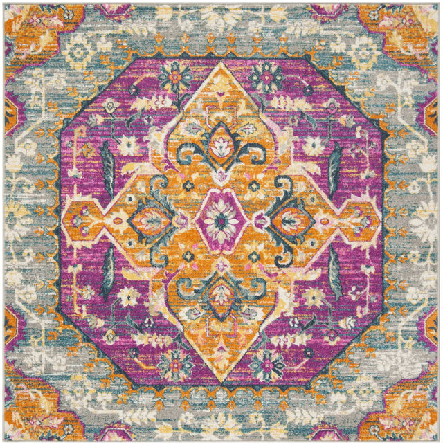 Safavieh Madison 6'-7" x 6'-7" Rug in Light Grey / Fuchsia
