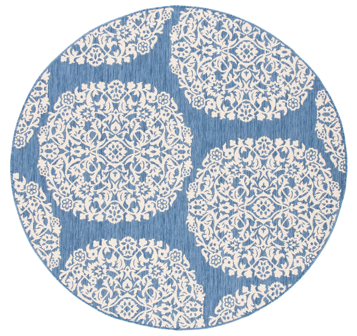 Safavieh Courtyard 6'-7" x 6'-7" Rug in Blue / Ivory