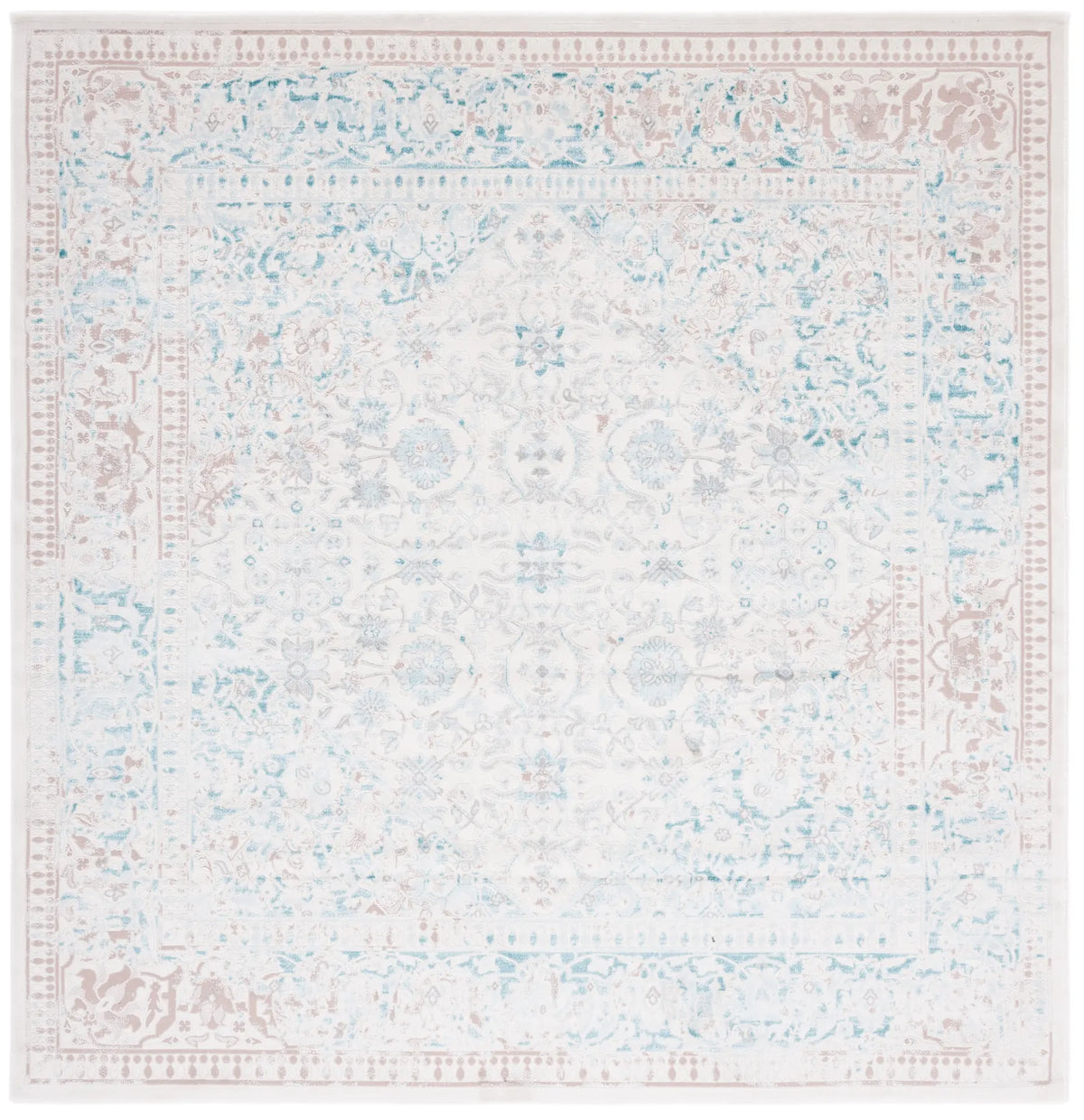 Safavieh Passion 6'-7" x 6'-7" Rug in Turquoise / Ivory