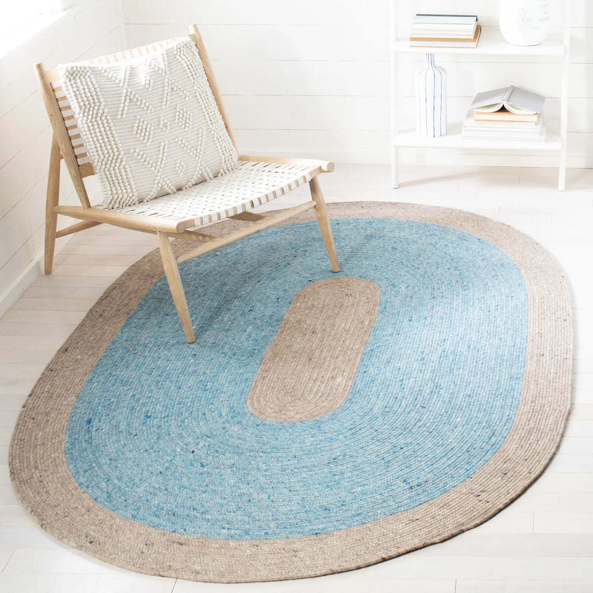 Safavieh Braided 5'-0" x 7'-0" Rug in Blue / Beige