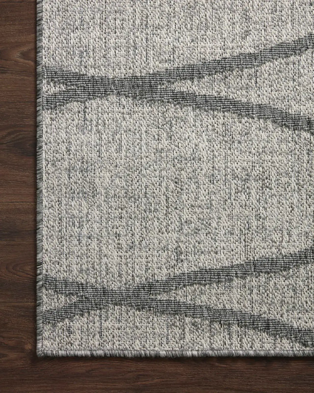 Loloi Rainier Rai-07 Dove/Grey Rug - corner on wood