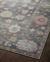 Loloi Elysium Ely-03 Charcoal/Multi Rug - angled corner on wood