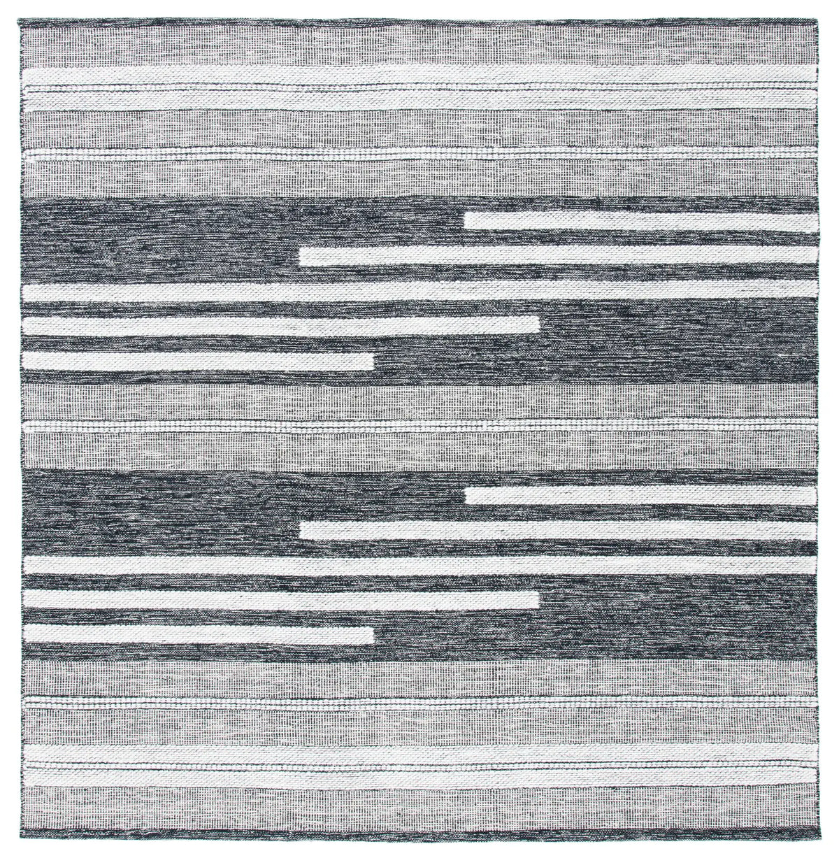 Safavieh Striped Kilim 7'-0" x 7'-0" Rug in Ivory / Black