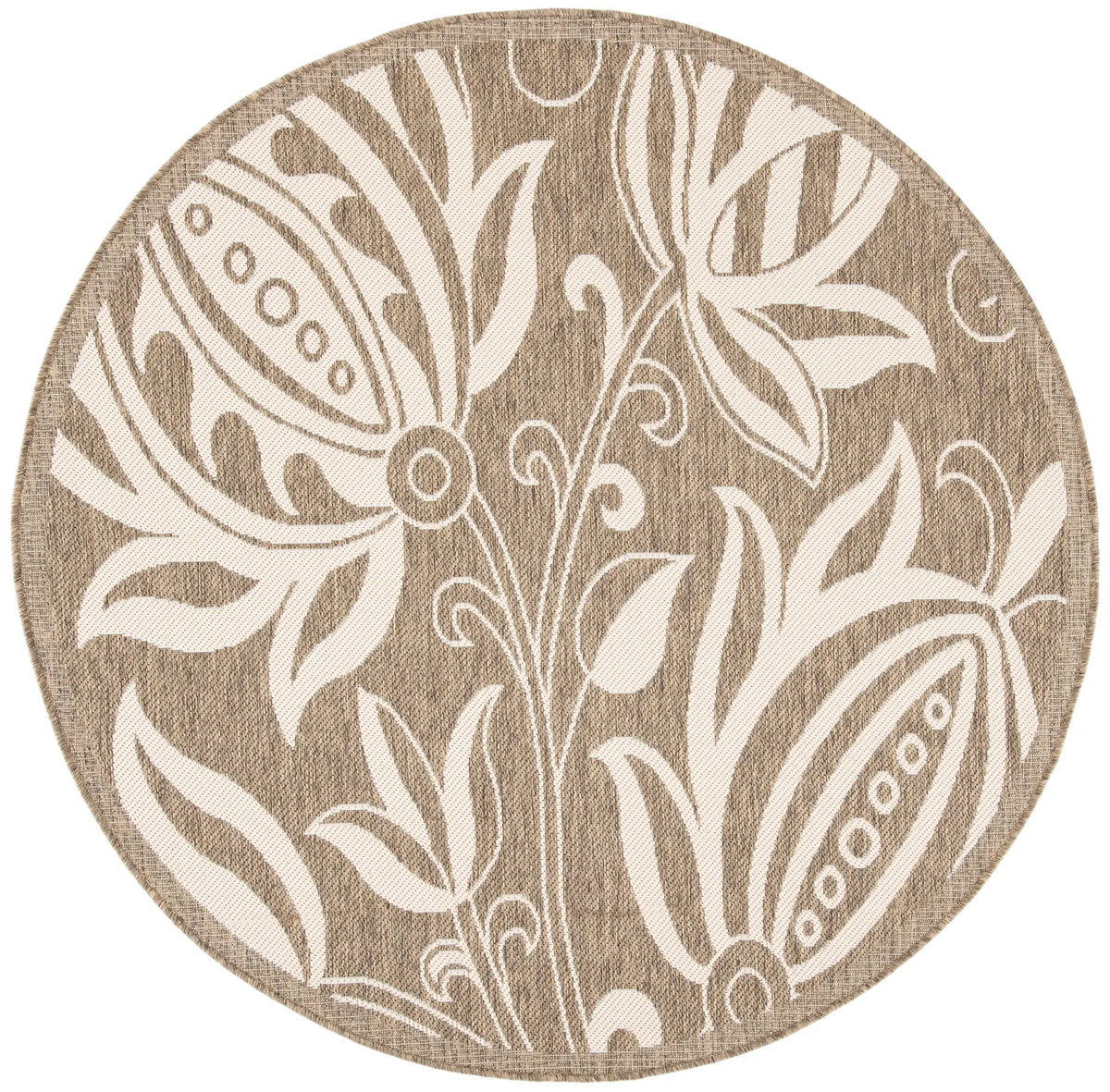 Safavieh Courtyard 5'-3" x 5'-3" Rug in Brown / Natural