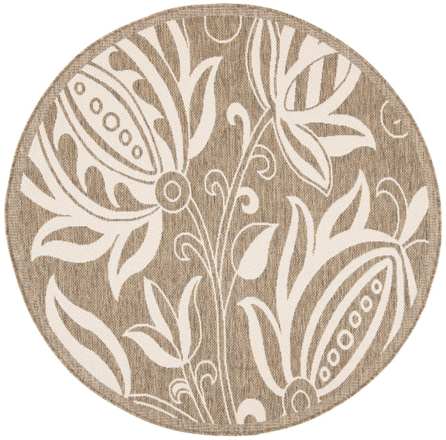 Safavieh Courtyard 5'-3" x 5'-3" Rug in Brown / Natural