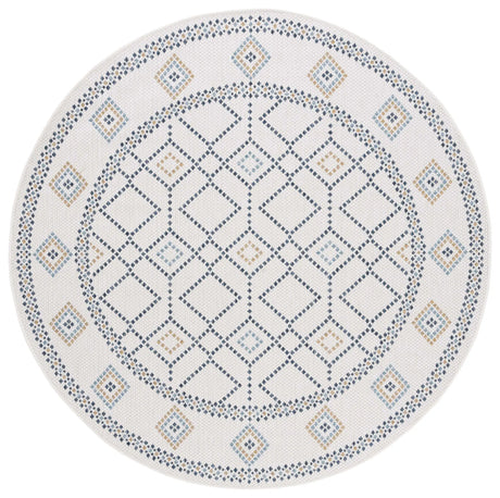 Safavieh Courtyard 6'-7" x 6'-7" Rug in Ivory / Navy Yellow