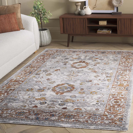 Safavieh Heirloom 700 4'-0" x 6'-0" Rug in Ivory Grey / Rust