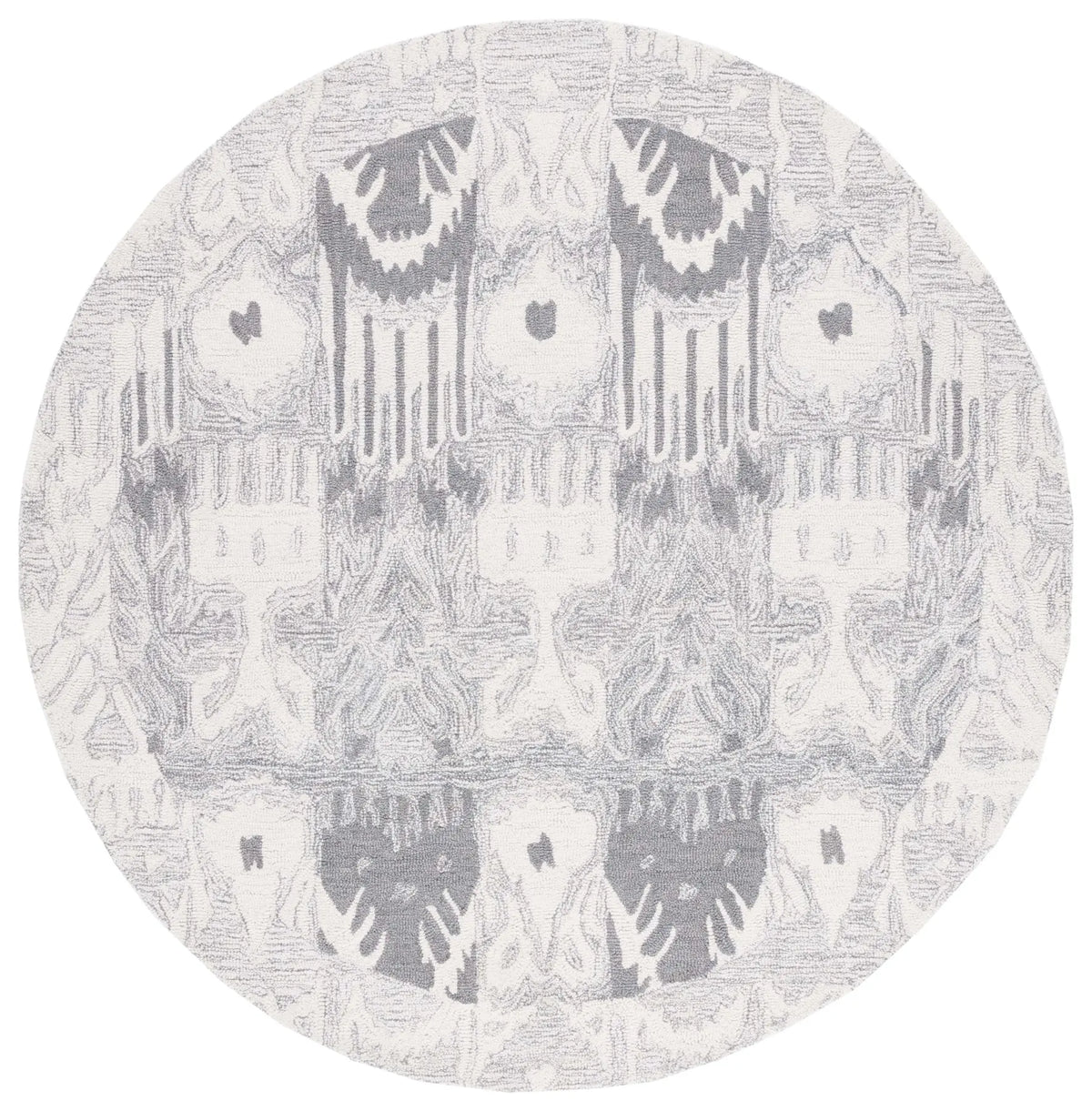 Safavieh Ikat 6'-0" x 6'-0" Rug in Light Grey / Ivory