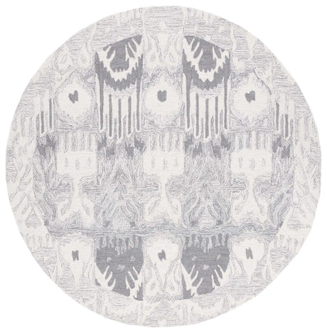 Safavieh Ikat 6'-0" x 6'-0" Rug in Light Grey / Ivory