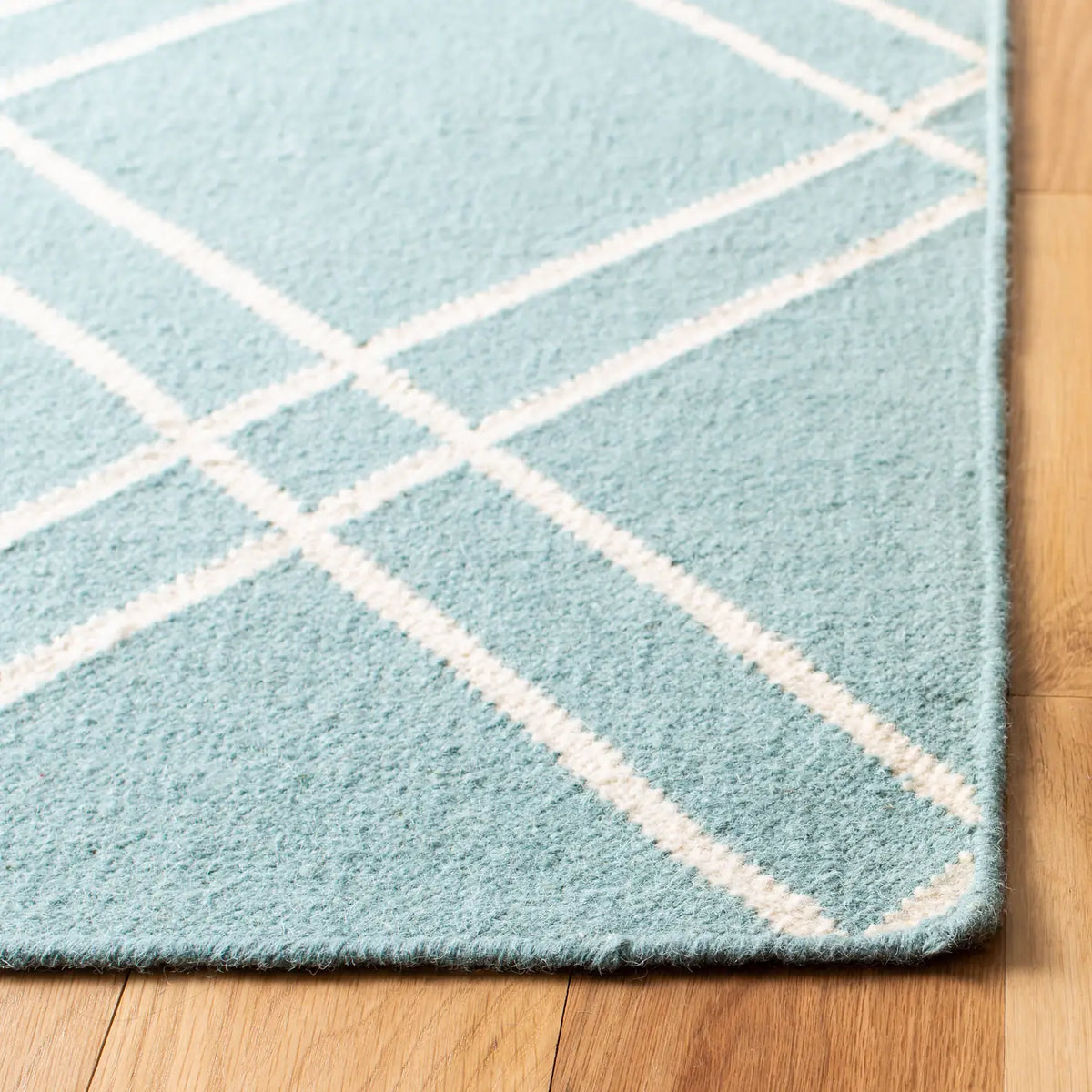 Safavieh Dhurries 4'-0" x 6'-0" Rug in Light Blue / Ivory
