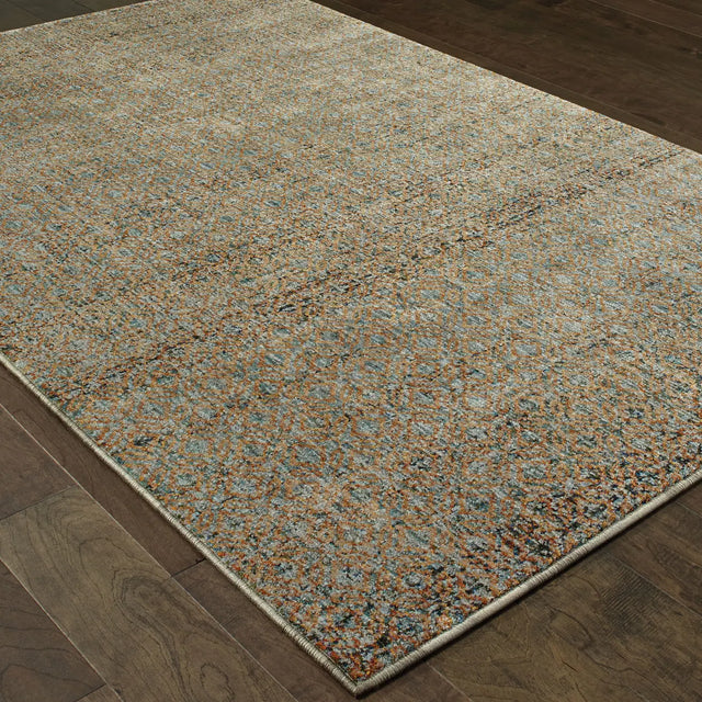 Oriental Weavers Sphinx Atlas 8048B Blue/Gold Rugs - angle detail
