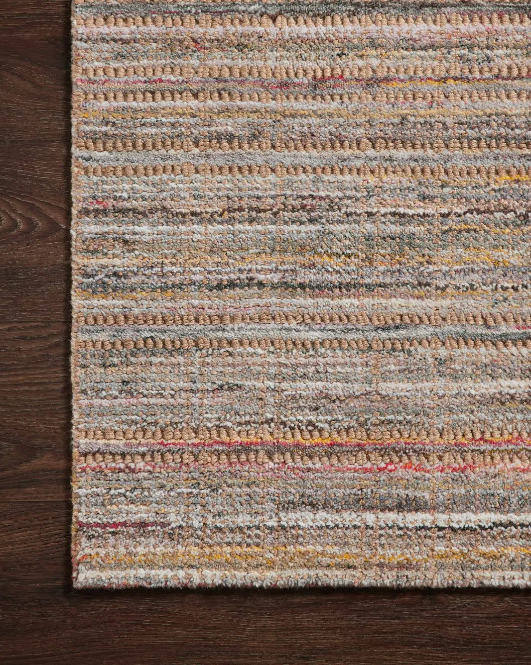 Loloi Jamie Jem-01 Natural/Multi Rug - corner on wood