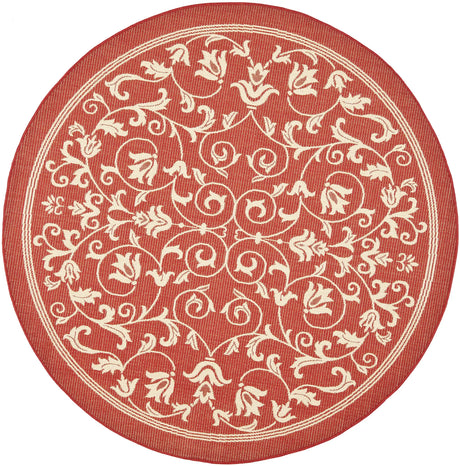 Safavieh Courtyard 6'-7" x 6'-7" Rug in Red / Natural