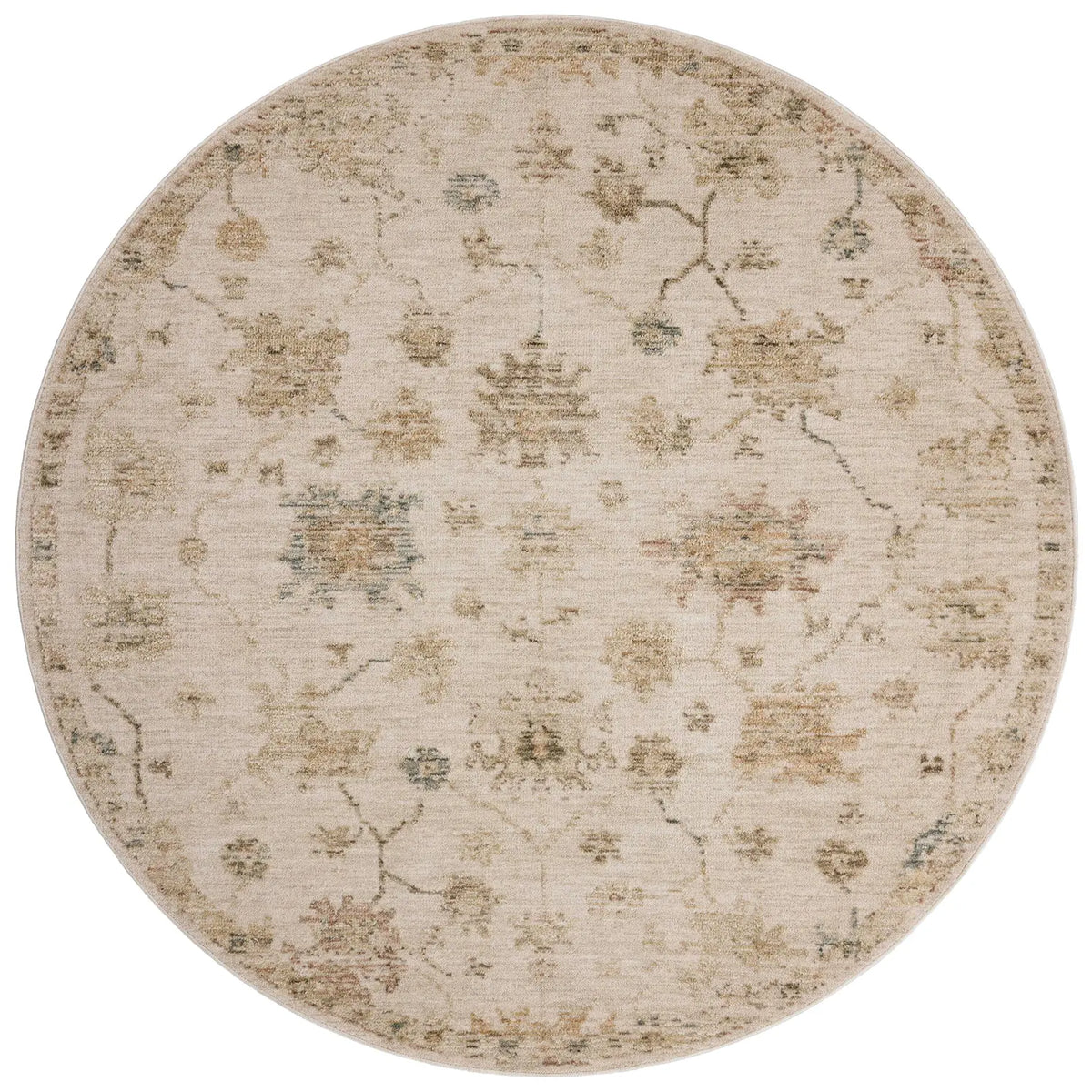 Loloi Willa WIA-11 Bone / Multi Power Loomed Rug - round flat