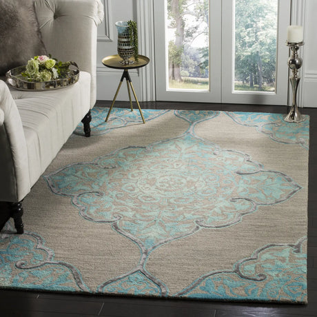 Safavieh Dip Dye 4'-0" x 6'-0" Rug in Grey / Turquoise