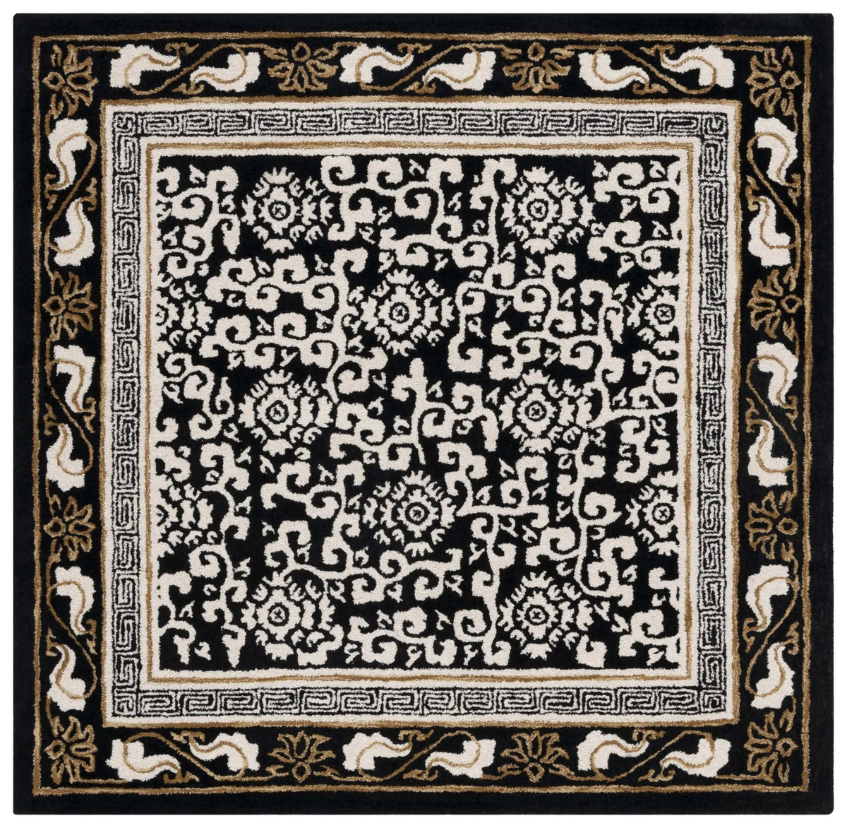 Safavieh Antiquity 6'-0" x 6'-0" Rug in Black / Ivory