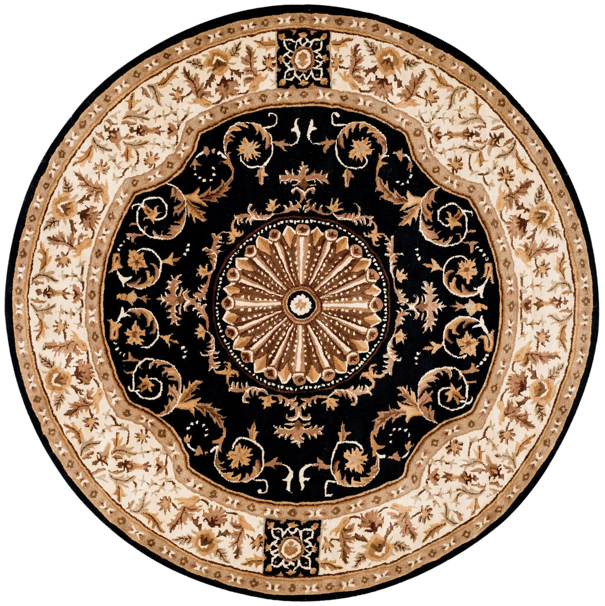 Safavieh Empire 8'-0" x 8'-0" Rug in Black / Ivory