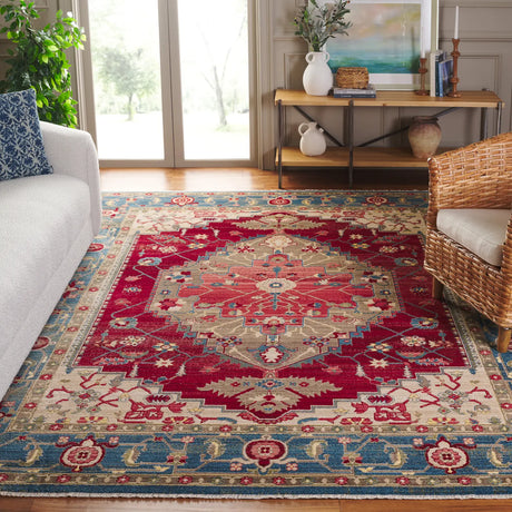 Safavieh Kashan 8'-0" x 10'-0" Rug in Blue / Red