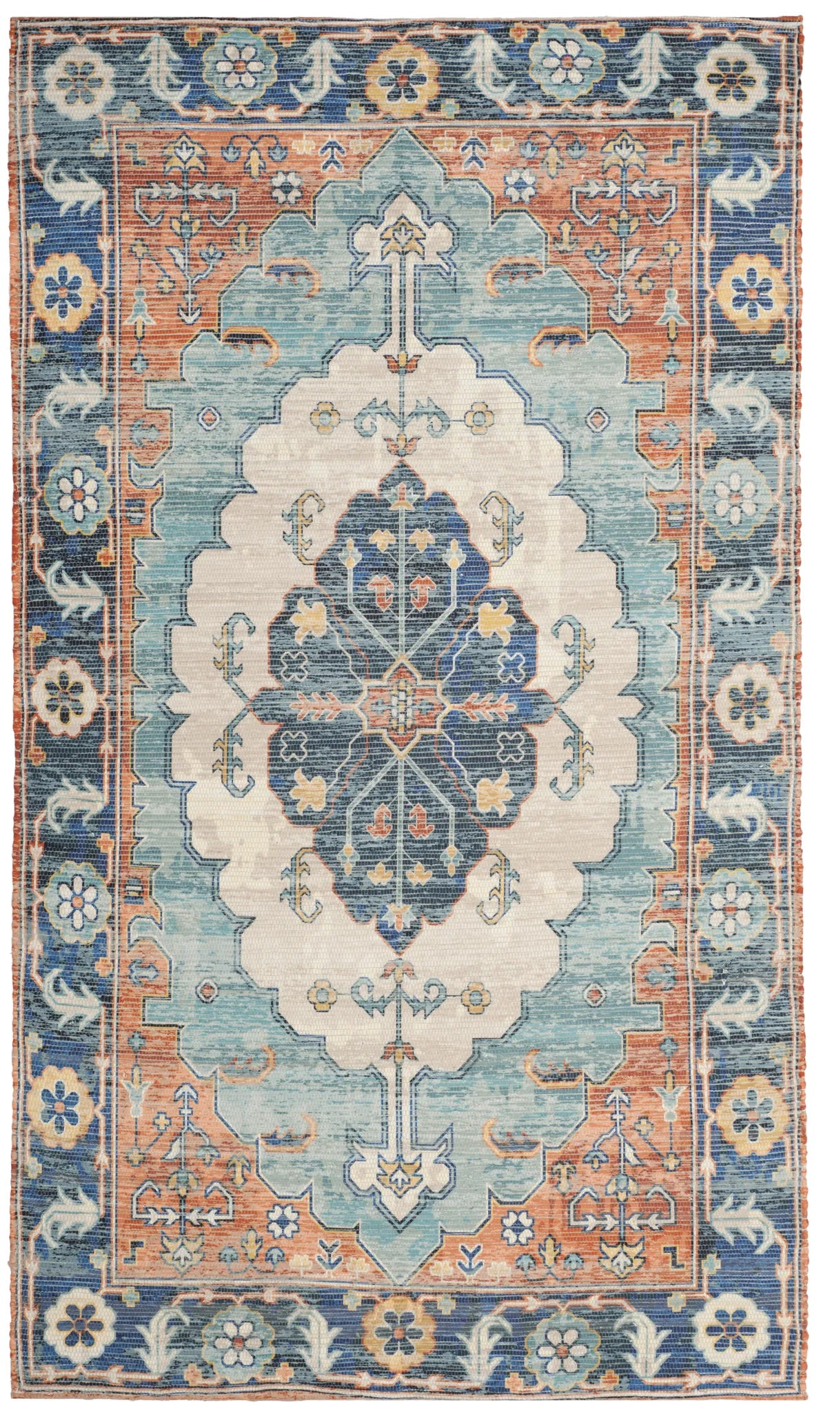 Safavieh Saffron 4'-0" x 6'-0" Rug in Blue / Coral