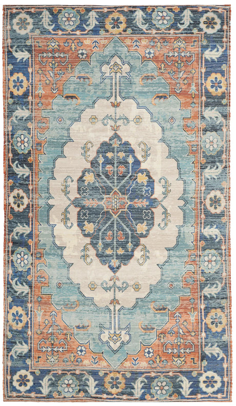 Safavieh Saffron 4'-0" x 6'-0" Rug in Blue / Coral