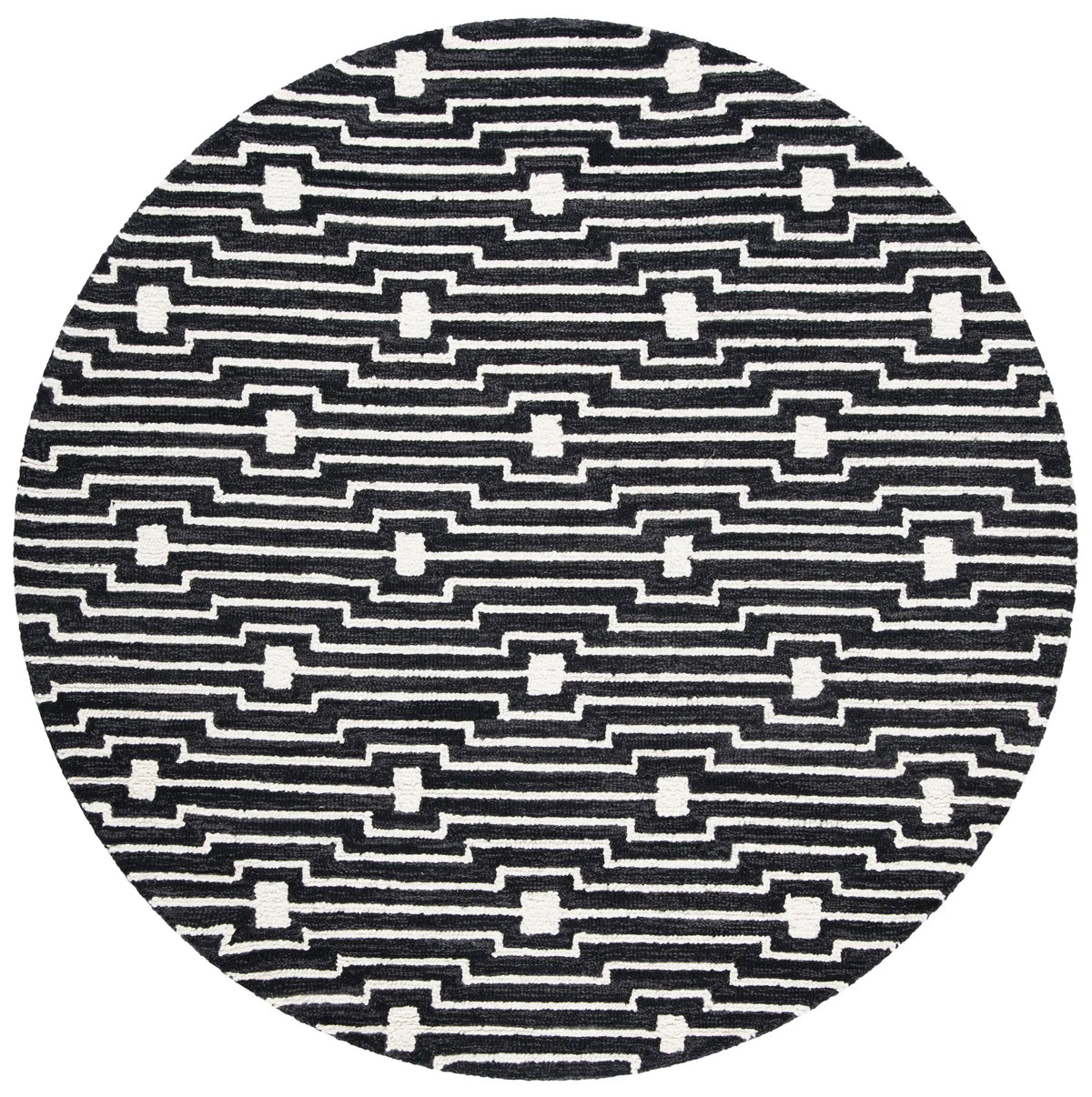 Safavieh Micro-Loop 5'-0" x 5'-0" Rug in Charcoal / Ivory