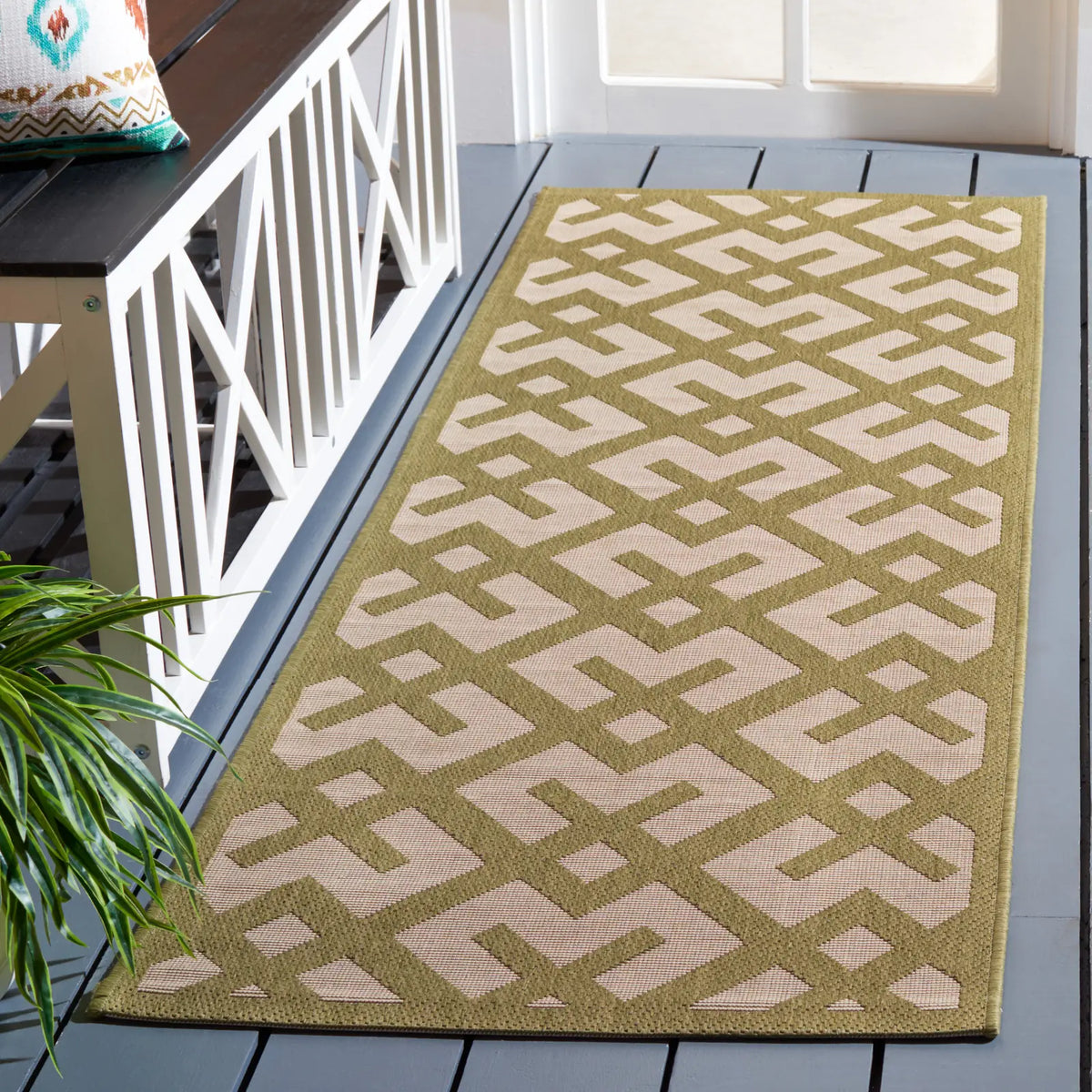 Safavieh Courtyard 2'-3" x 10'-0" Rug in Beige / Green
