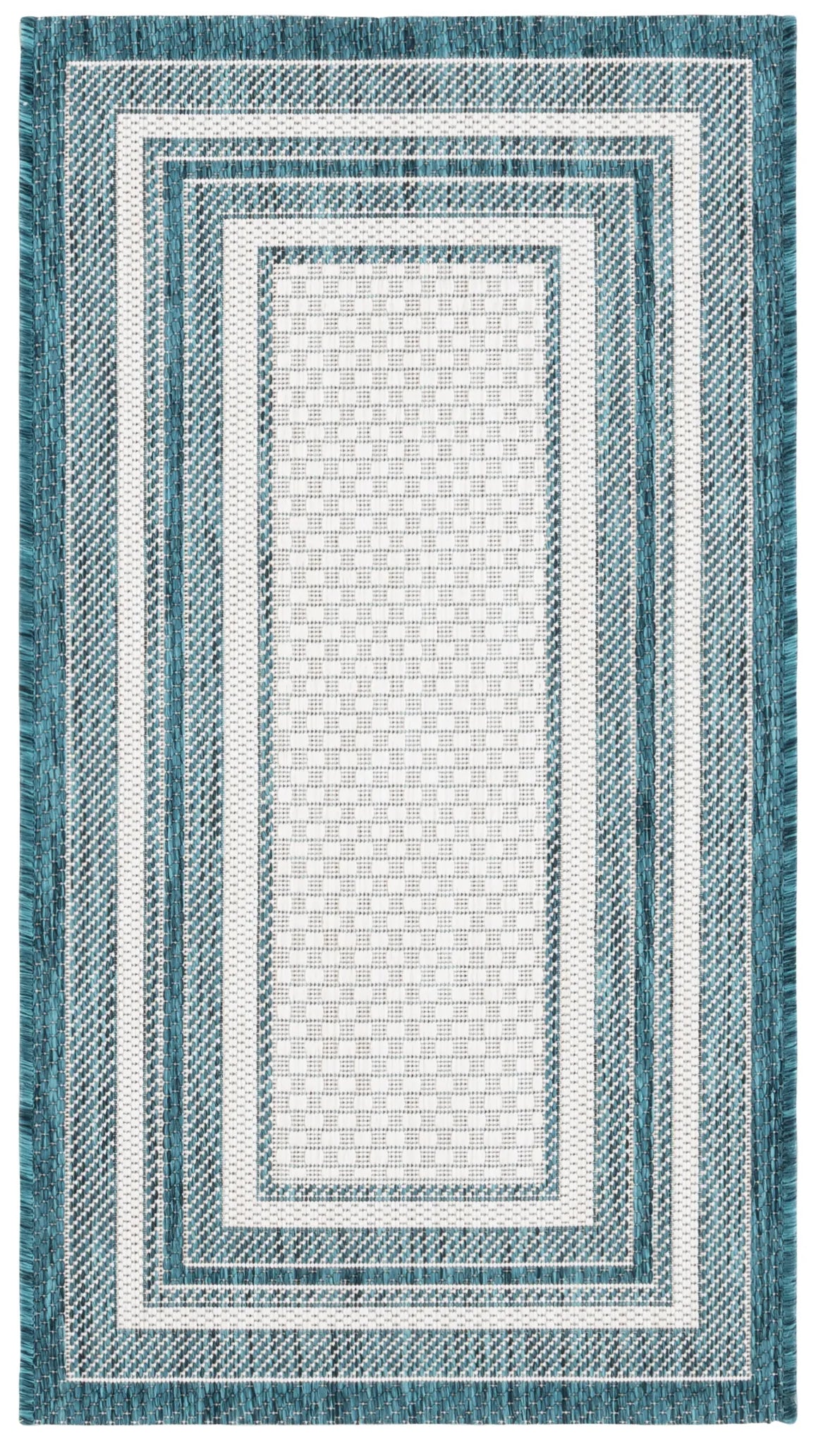 Safavieh Courtyard 2'-0" x 3'-7" Rug in Ivory / Teal