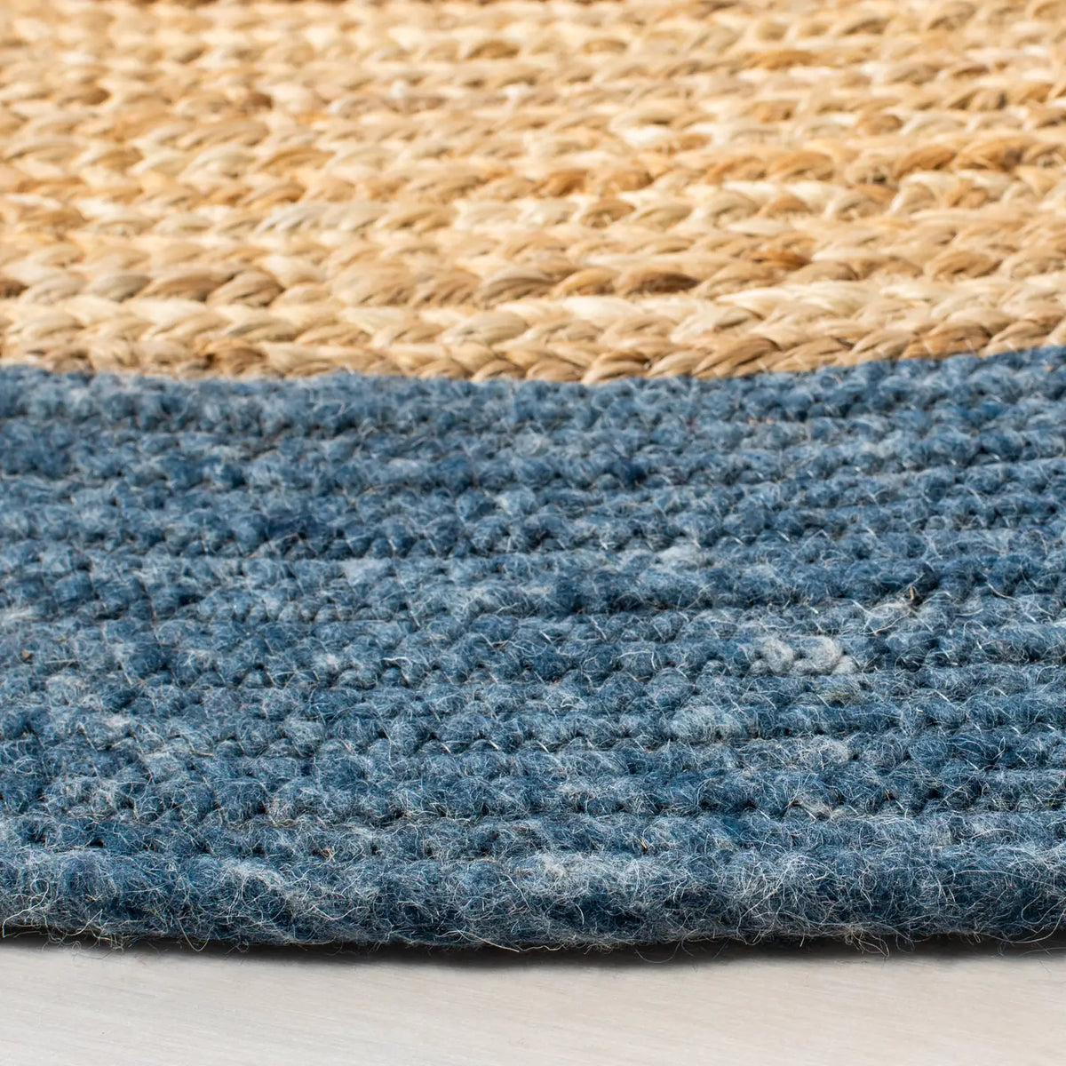 Safavieh Braided 5'-0" x 5'-0" Rug in Navy / Natural