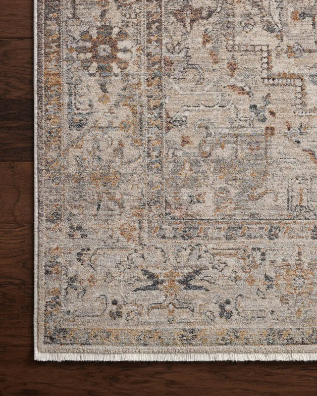 Loloi Lyra Lyr-06 Natural/Gold Rug - corner on wood