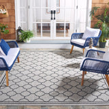 Safavieh Courtyard 6'-7" x 9'-6" Rug in Light Grey / Black