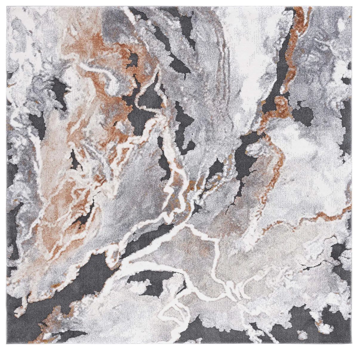 Safavieh Cyrus Shag 6'-7" x 6'-7" Rug in Dark Grey / Orange
