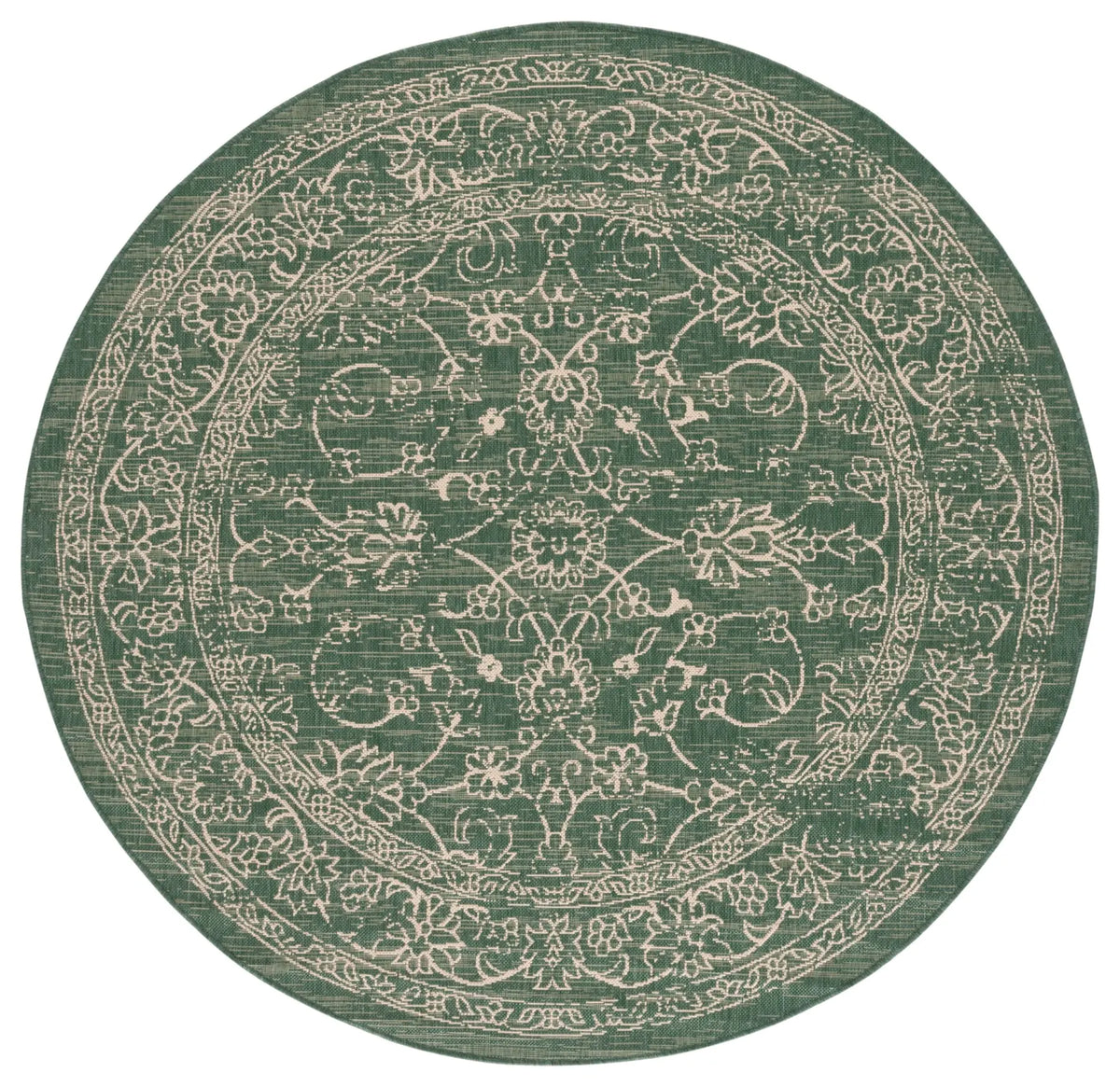 Safavieh Courtyard 6'-7" x 6'-7" Rug in Dark Green / Beige