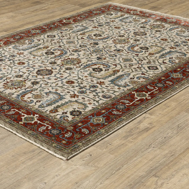 Oriental Weavers Sphinx Aberdeen 144D1 Ivory/ Red Rugs - angle detail