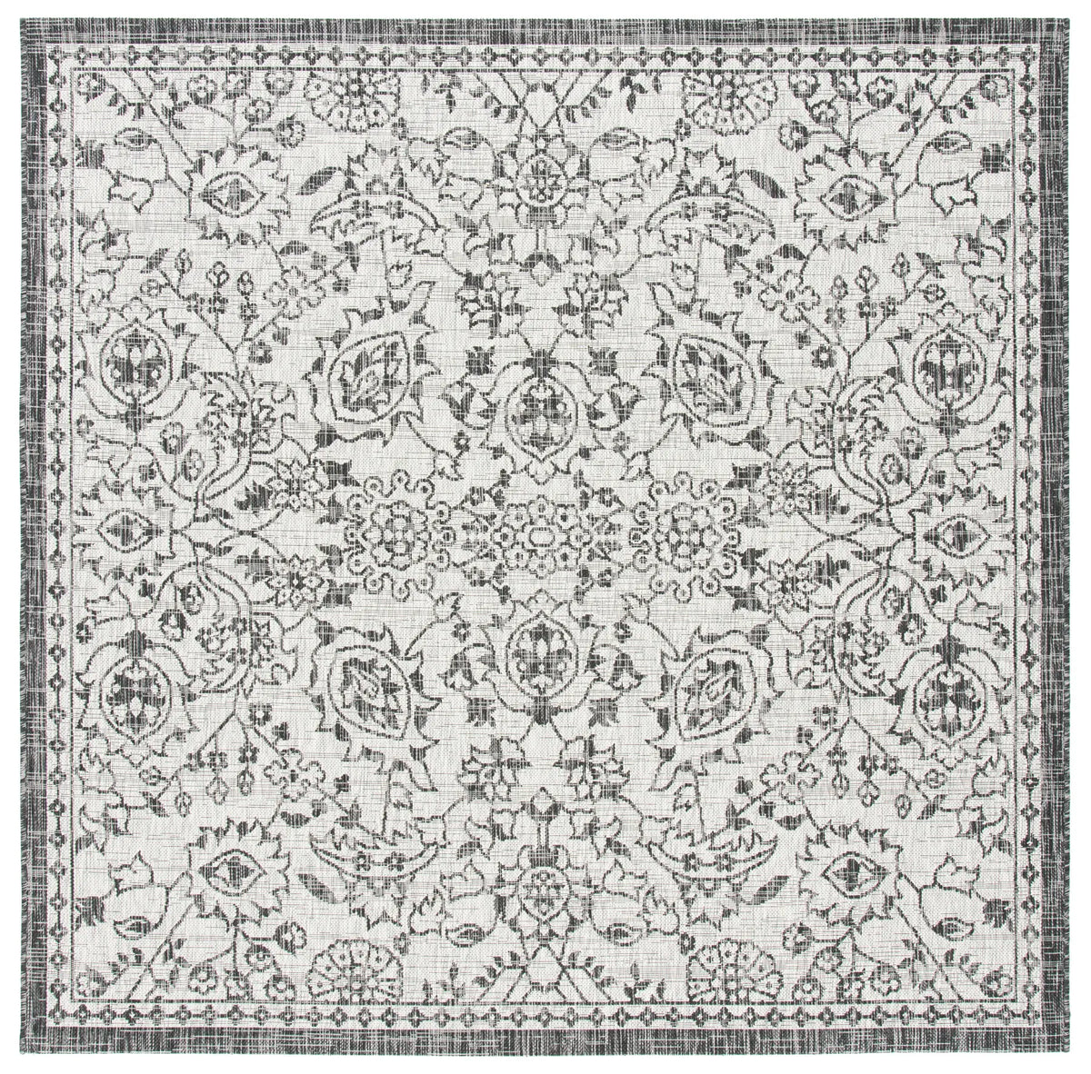 Safavieh Courtyard 6'-7" x 6'-7" Rug in Grey / Black