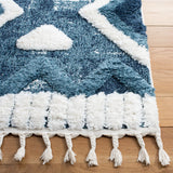 Safavieh Moroccan Tassel Shag 4'-0" x 6'-0" Rug in Blue / Ivory
