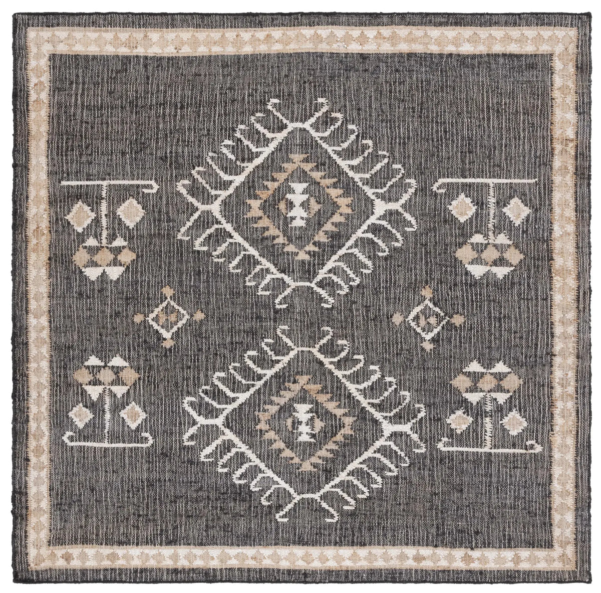 Safavieh Kilim 7'-0" x 7'-0" Rug in Black / Ivory