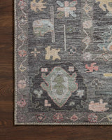 Loloi Elysium Ely-03 Charcoal/Multi Rug - corner on wood