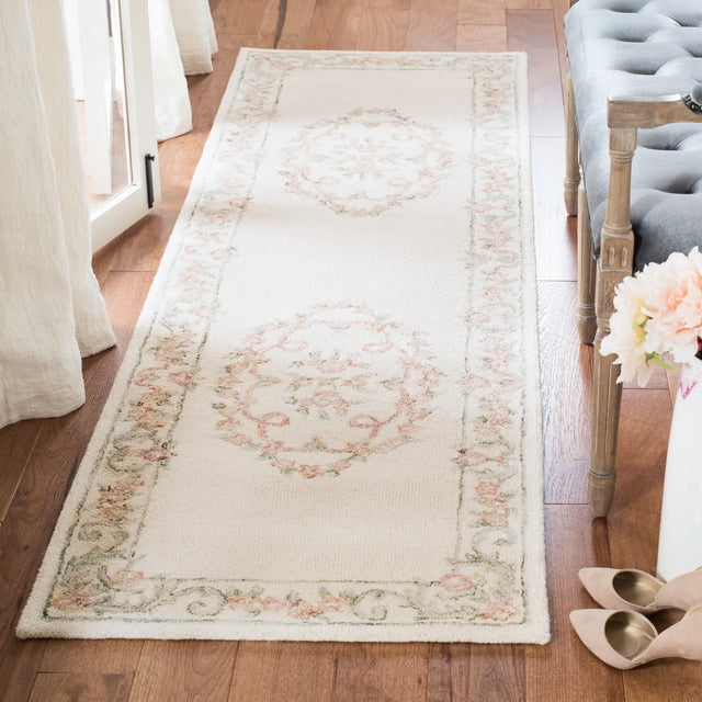Safavieh Aubusson 2'-3" x 10'-0" Rug in Ivory / Pink