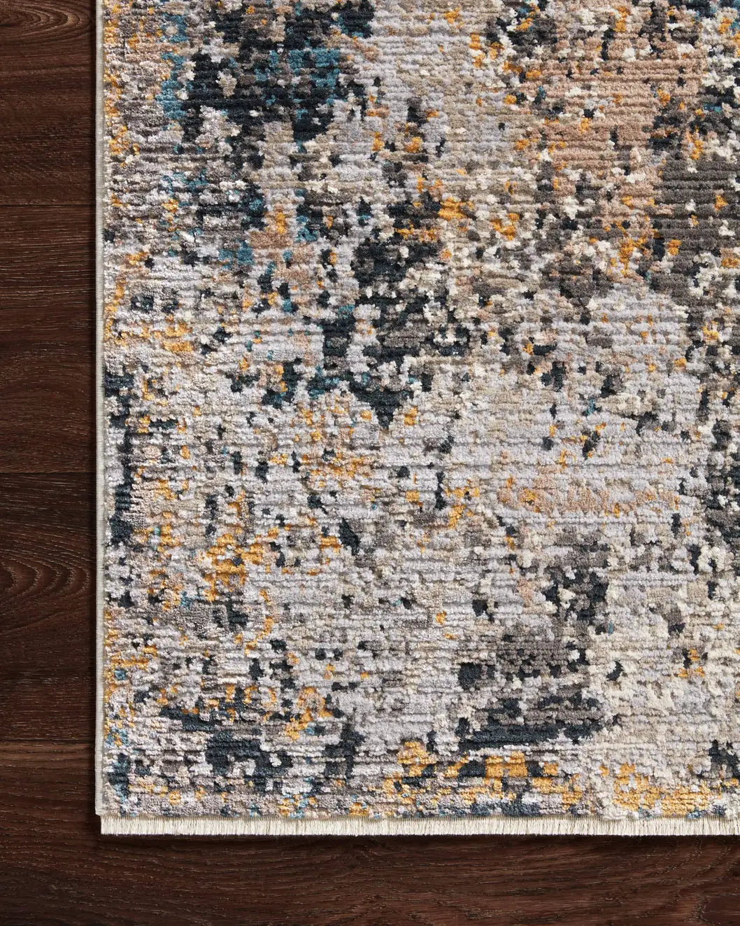 Loloi Leigh Lei-04 Silver/Multi Rugs - corner on wood