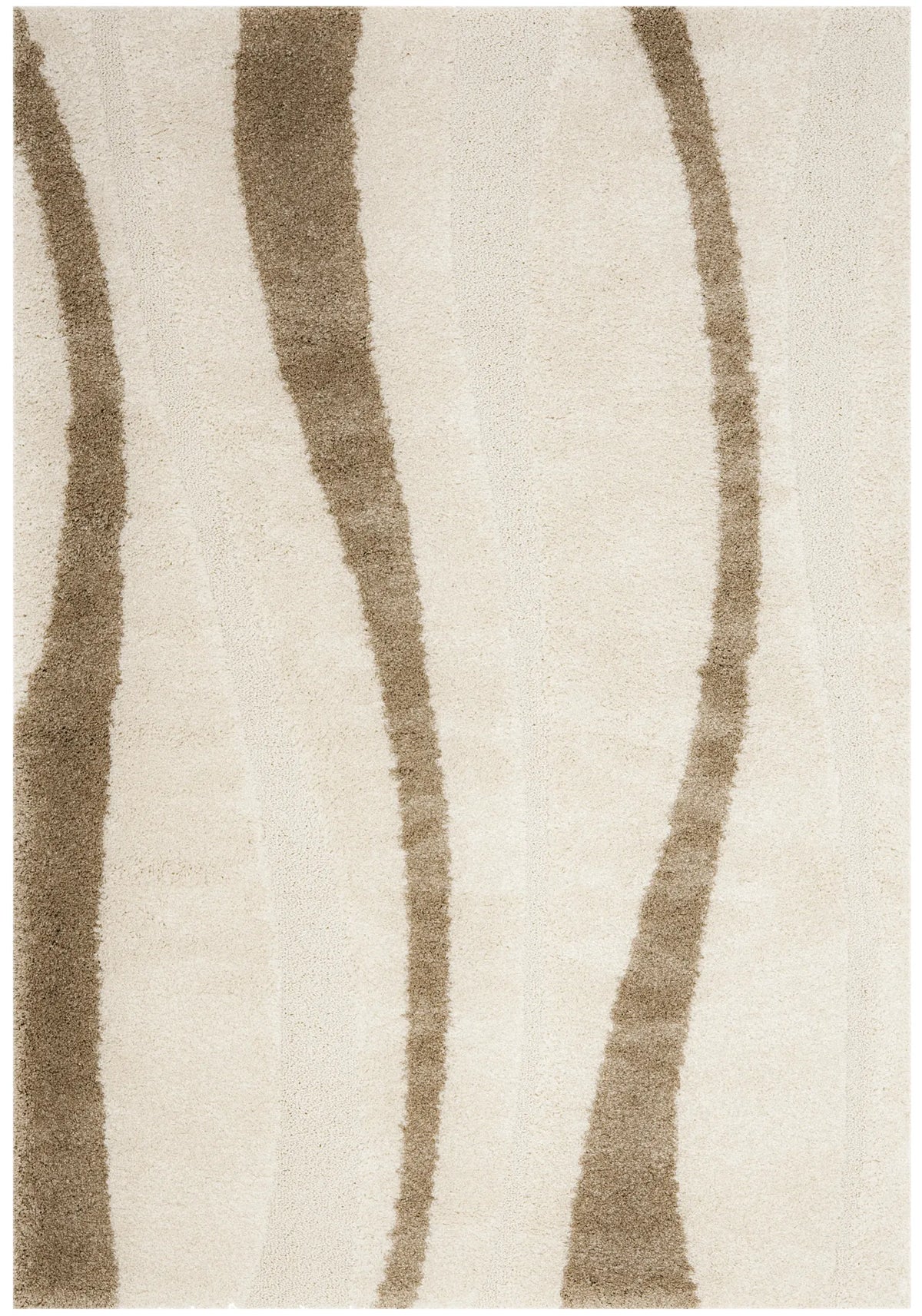 Safavieh Florida Shag 5'-3" x 7'-6" Rug in Cream / Dark Brown