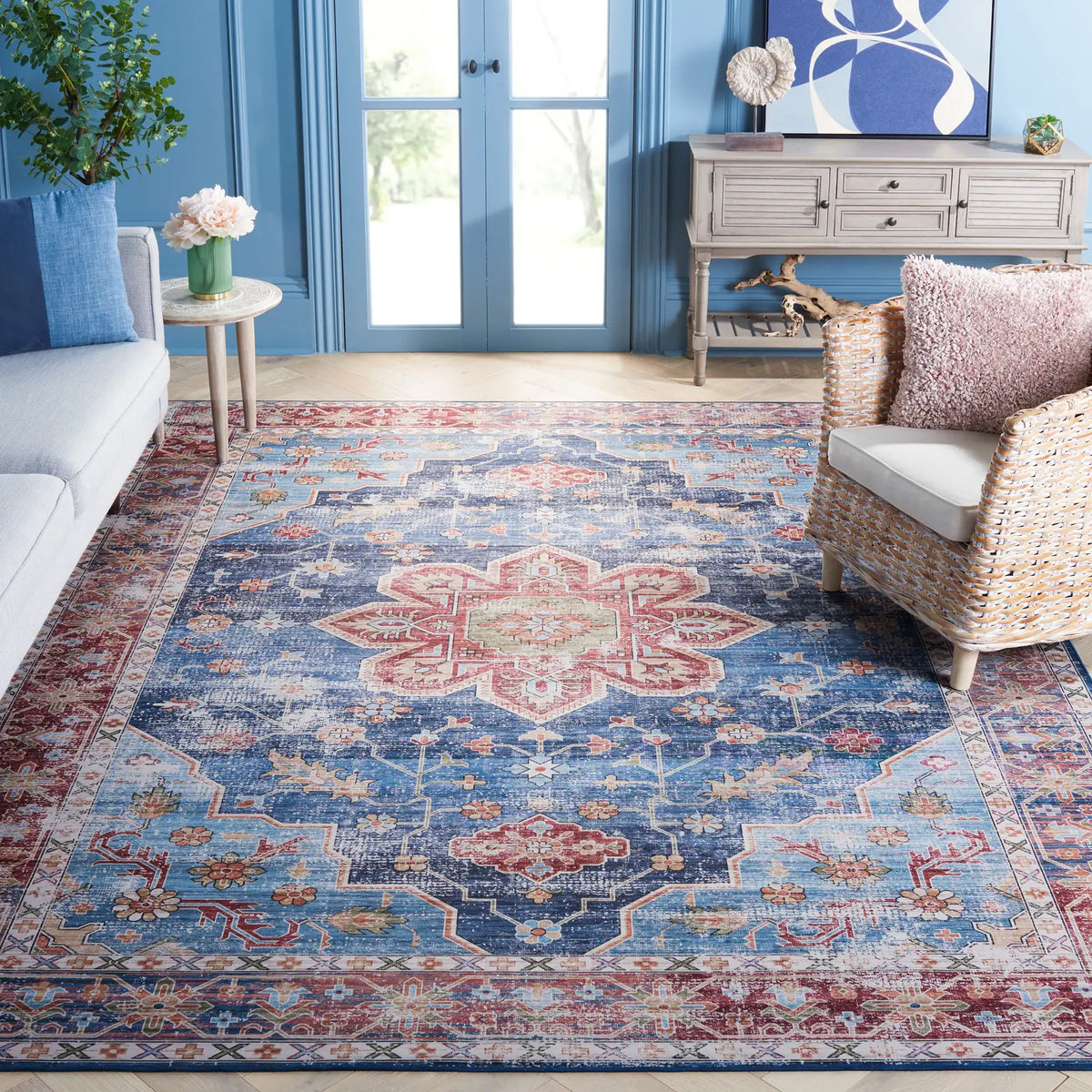 Safavieh Tucson 10'-0" x 14'-0" Rug in Blue / Rust