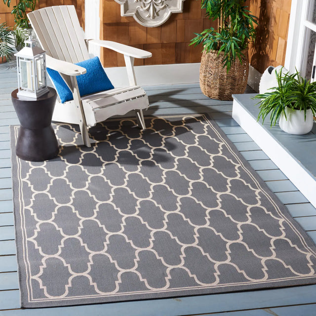 Safavieh Courtyard 5'-3" x 7'-7" Rug in Anthracite / Beige