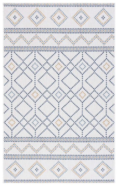Safavieh Courtyard 4'-0" x 5'-7" Rug in Ivory / Navy Yellow