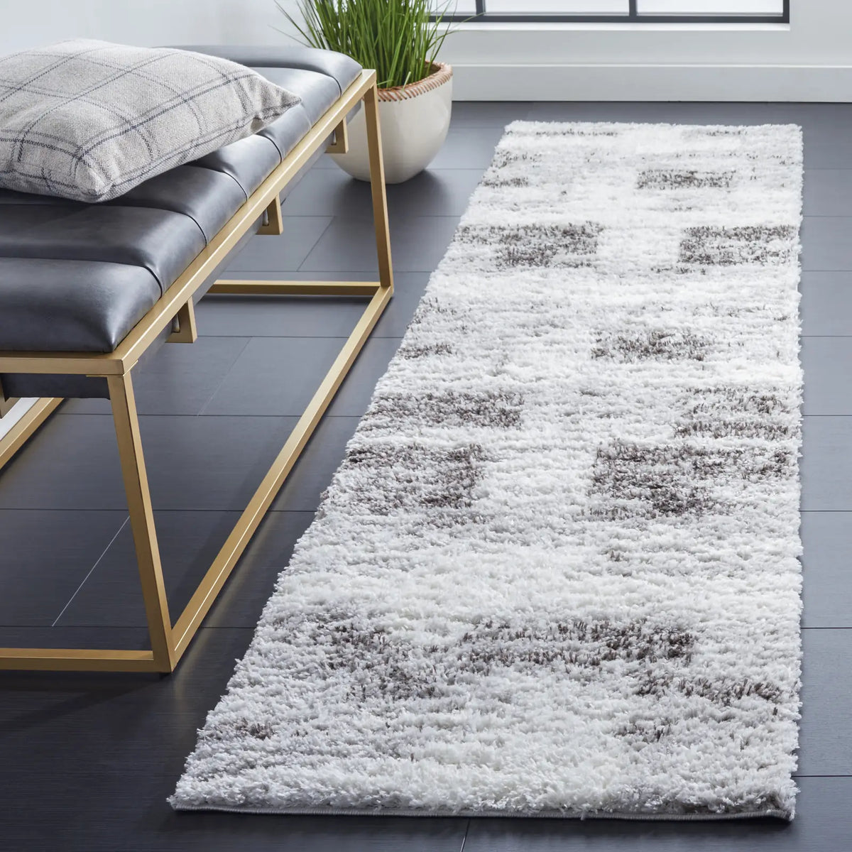 Safavieh Berber Shag 2'-3" x 8'-0" Rug in Grey / Light Grey